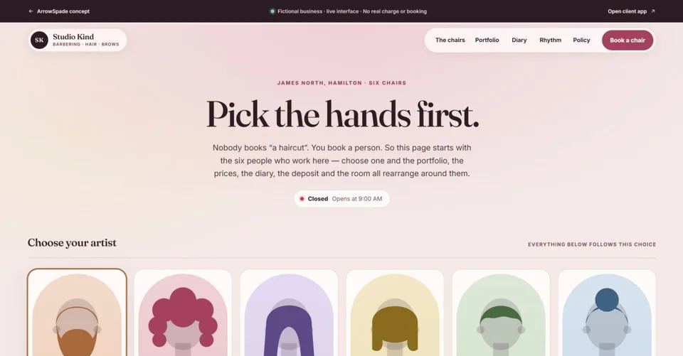 Actual Studio Kind website concept preview