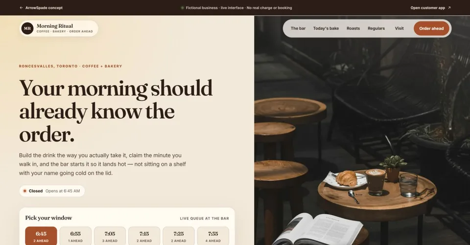 Actual Morning Ritual website concept preview