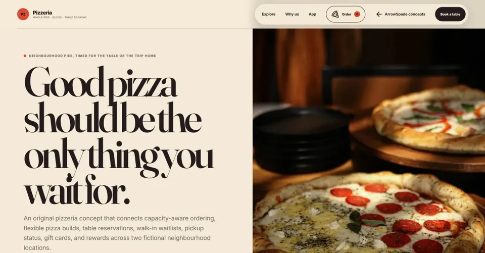 Actual Pizzeria website concept preview